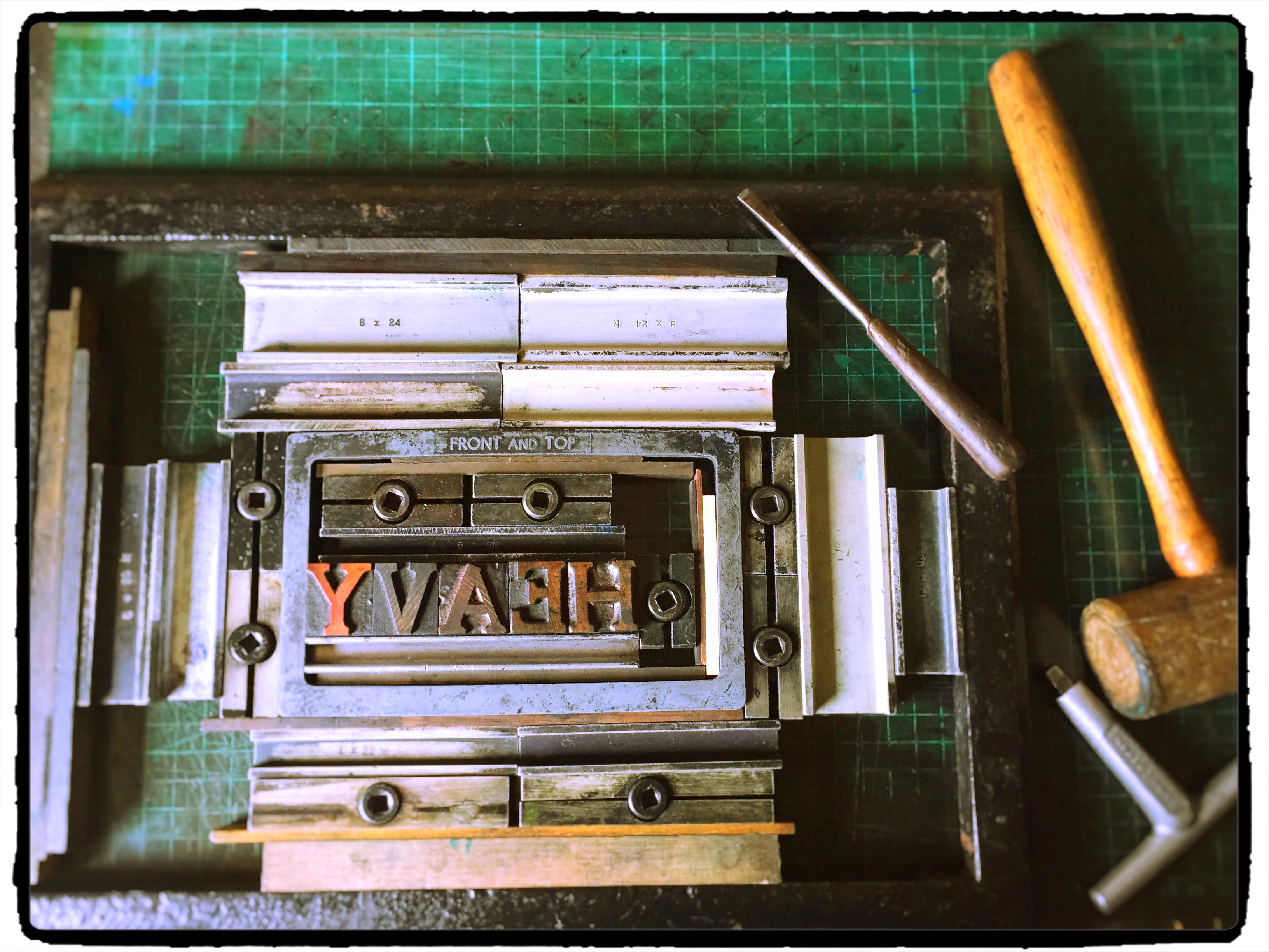 Type, furniture, quoins and chase